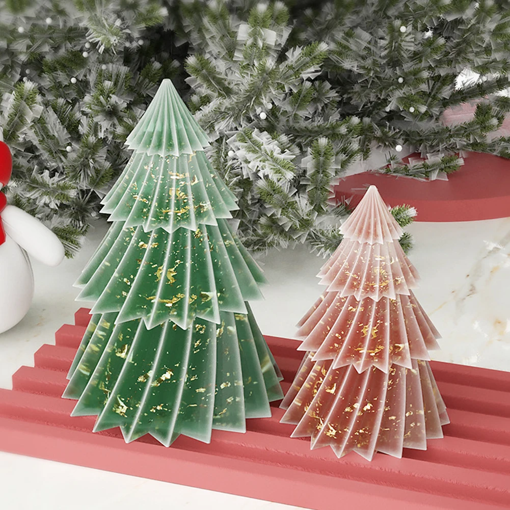 2 Stuks Gips Siliconen Mal Aromatherapie Kaarsen Mallen Zeep Origami Streep Kerstboom Voor Handgemaakte Aromatherapie Kaars Maken