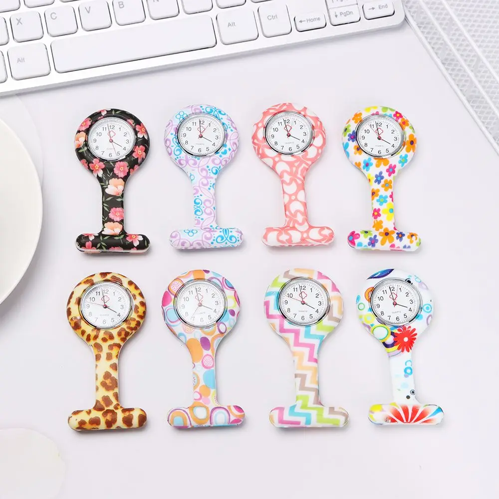 Doctor Lapel Watches with Second Hand Silicone Multi Colors Nurse Watch Nursing Clip On Fob