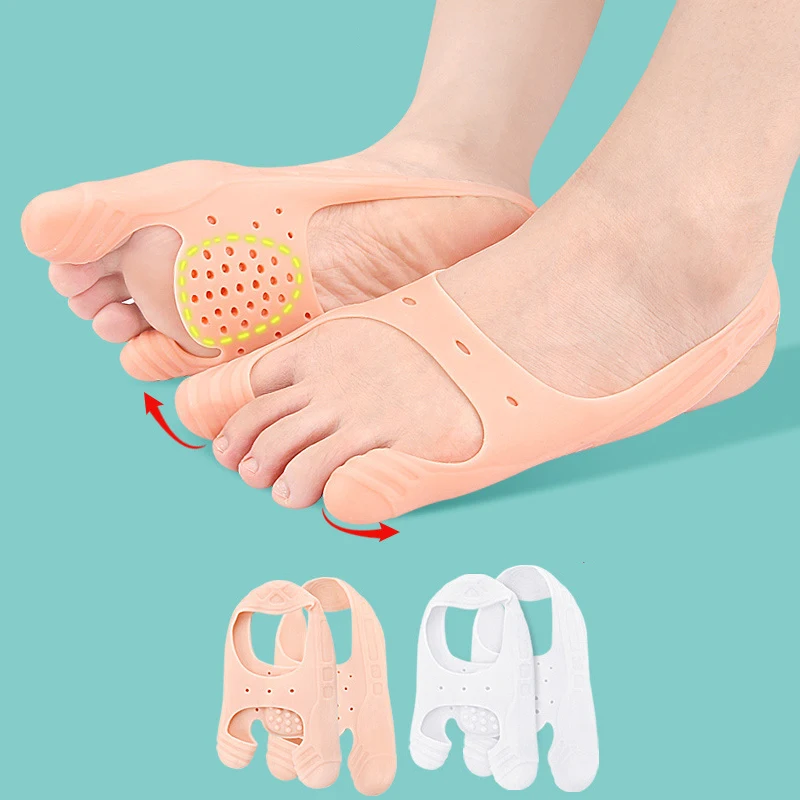 Silicone Forefoot Pads Toe Separator Cushion Pad Pain Relief Shoes Insoles Finger Toe Hallux Valgus Corrector Gel Pads Foot Care