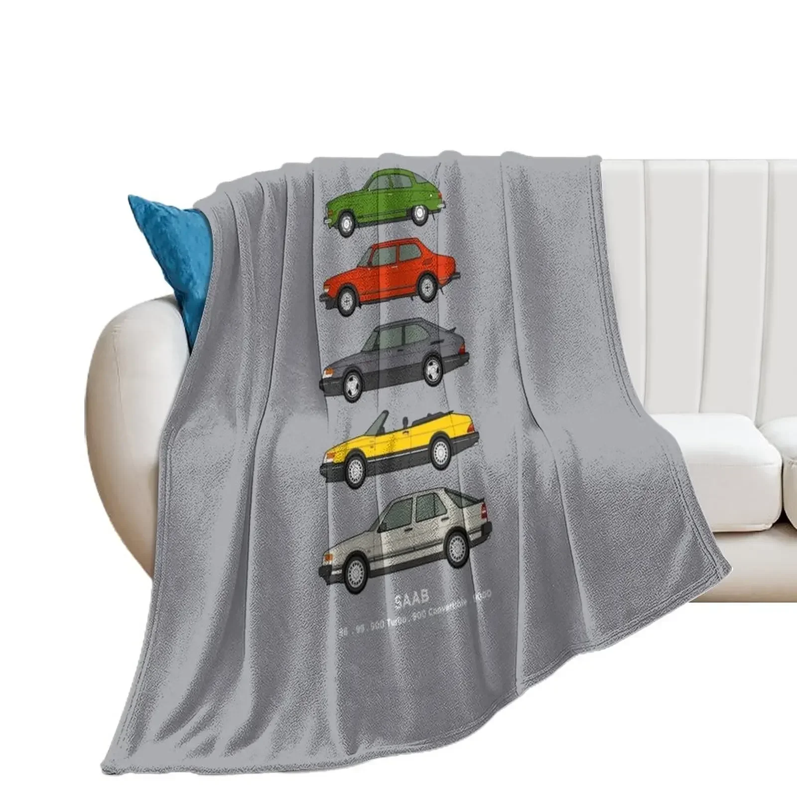 

Saab Classic Car Outline Illustration Throw Blanket Winter beds christmas gifts Giant Sofa Blankets