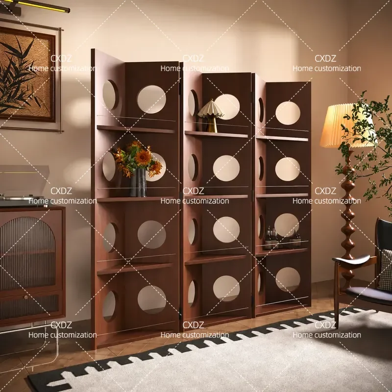Medieval Style Screen Partition for Living Room Mobile Folding Baffle Light Luxury Home Room Shelter Simple Modern Design