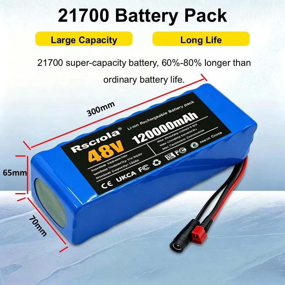 Safety 48V Battery Pack for E-Bike Scooter Motorcycle 13S3P 21700 Battery Cells with BMS High Current Output CE Certified