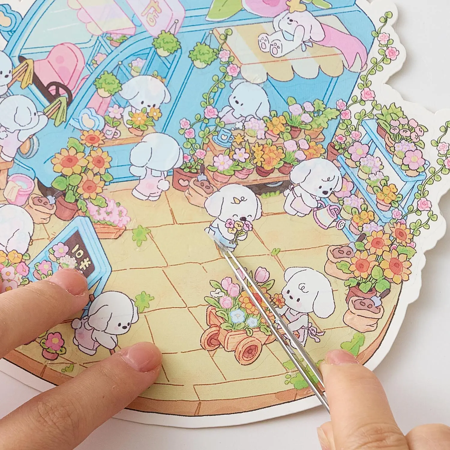 

3 Stickers Girls' Educational Miniature Scene Toy Spring Blossom Field 3D PET Scenery Building DIY Dollhouse