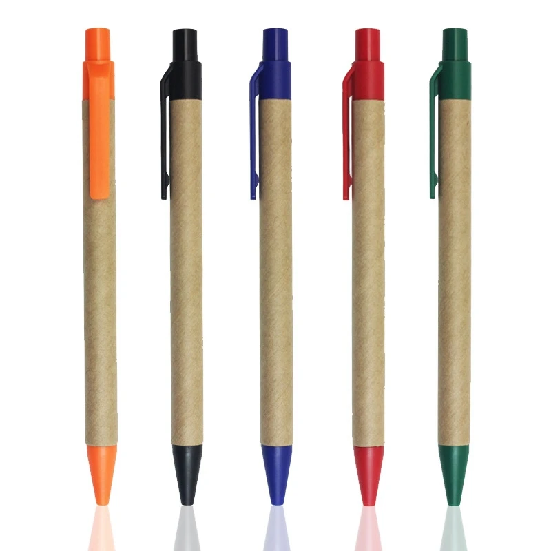 50PCS Eco-friendly Kraft Paper Ballpoint Pen For Student Writing Drawing Office Stationery