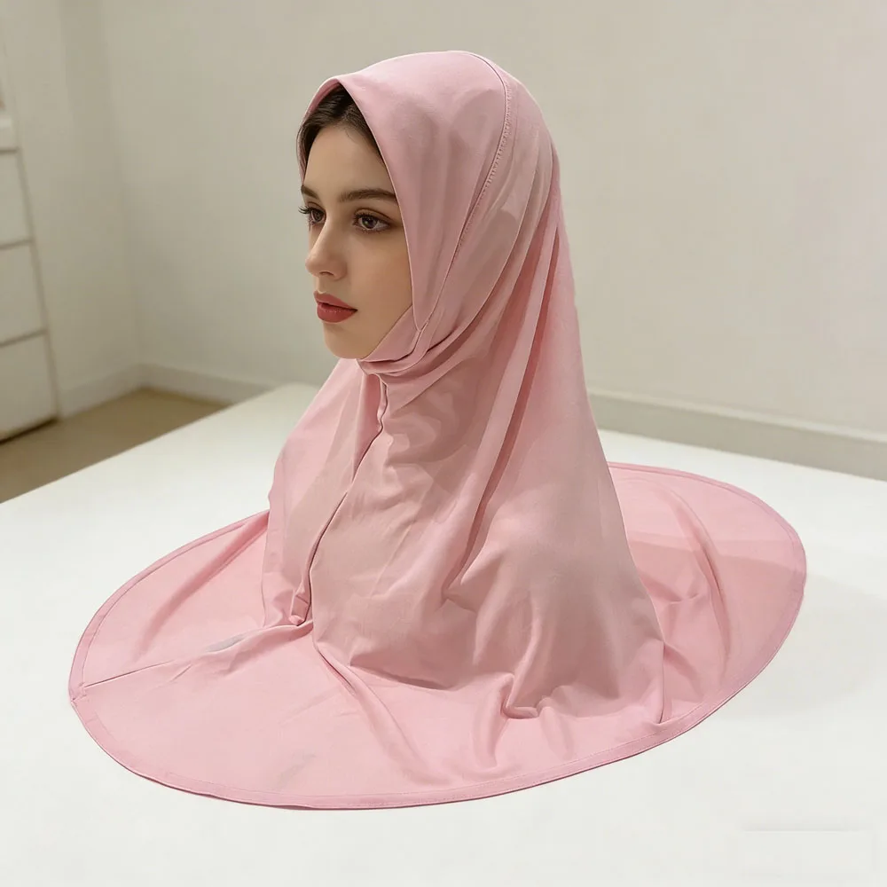 

Khimar Hijab Muslim Women Long Scarf Overhead Hijabs Islamic Prayer Burqa Arab Ramadan Chest Cover Shawl Wraps Cap Solid Color