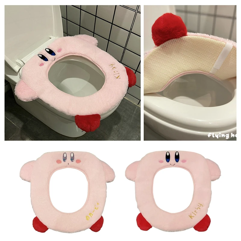 

Kirby зимний теплый чехол на сиденье унитаза, коврик для ванной комнаты, подушка для унитаза, ручка, более толстый, мягкий, моющийся, теплые аксессуары для туалета