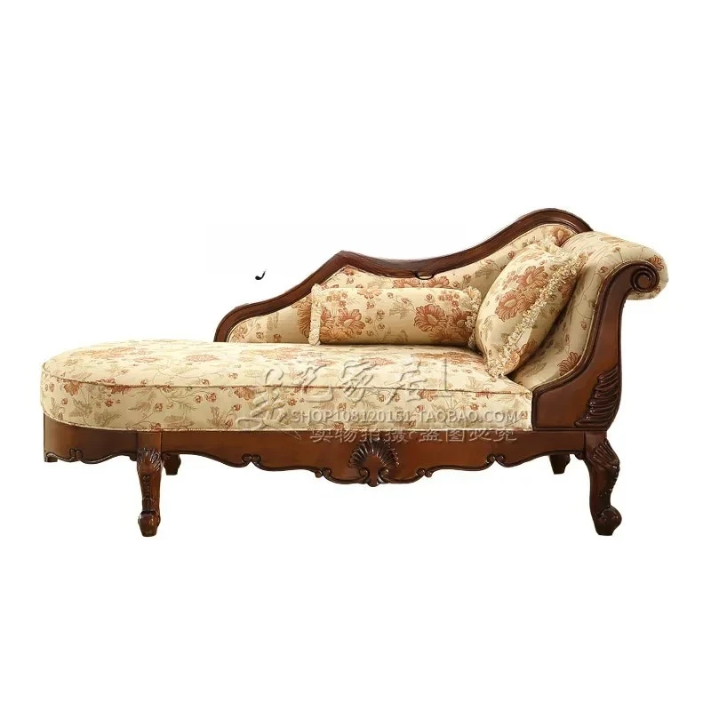 bedroom beauty couch European solid wood chaise longue living room fabric sofa lazy bed