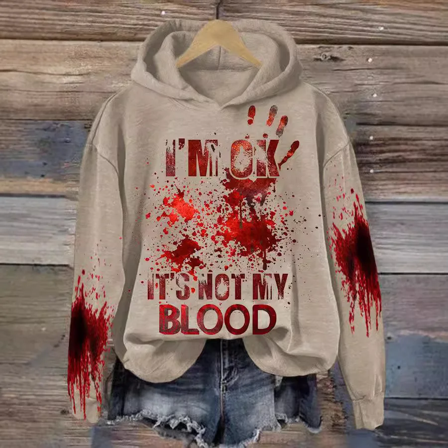 2024 Halloween New Product European and American Women's Wear Autumn/Winter Loose Hoodie 3D Letter Printed Hoodie for Women