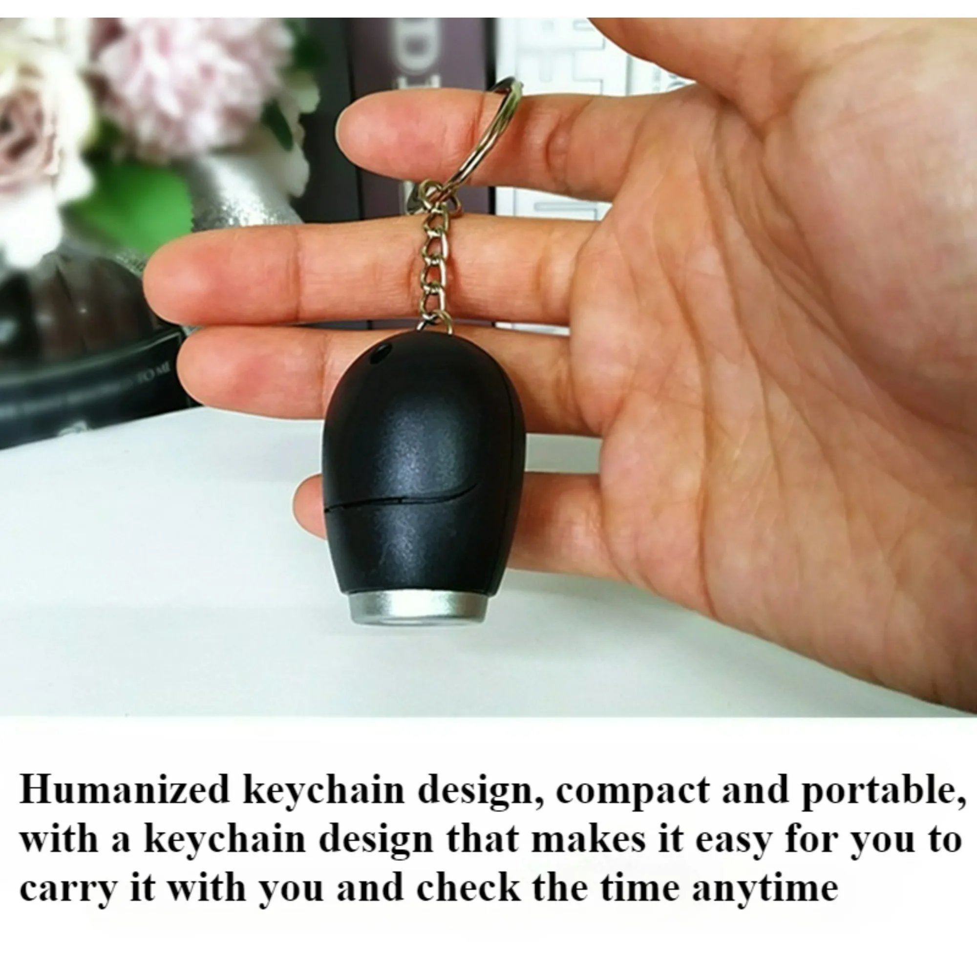 Mini Keychain Projection Clock Portable LED Digital Display Oval Plastic Alarm Clock for Traveling Business Trips