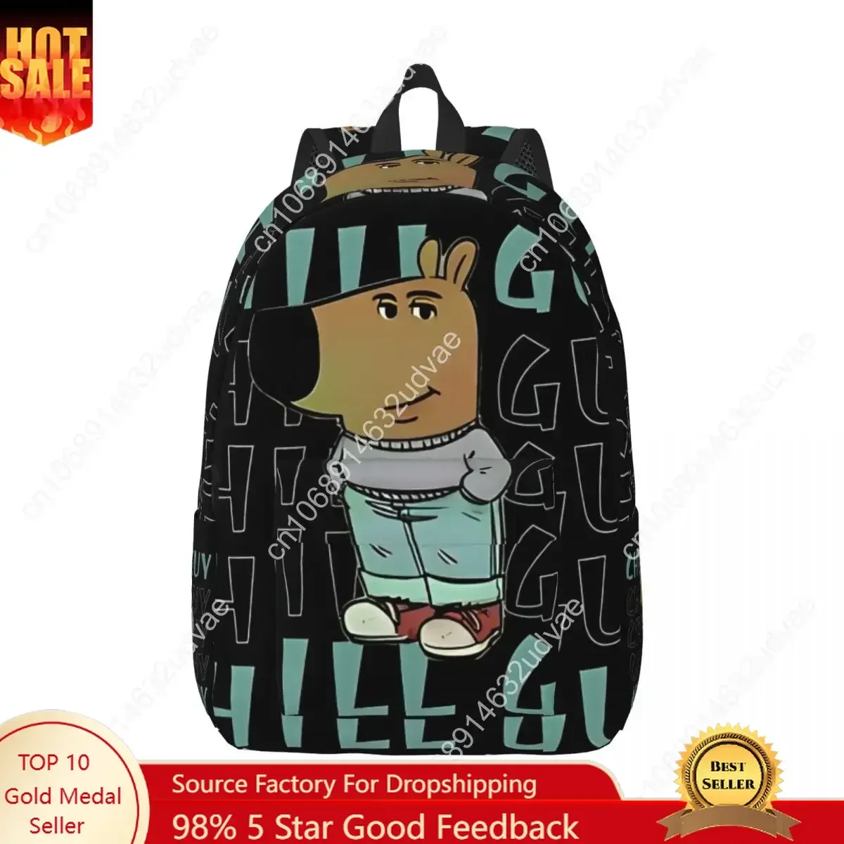 I'm Just A Chill Guy Meme Backpack Pria Wanita Keren Tas Ransel Sekolah Menengah Hiking Travel Daypack dengan Tulisan Lucu Tas Laptop Kanvas dengan Saku
