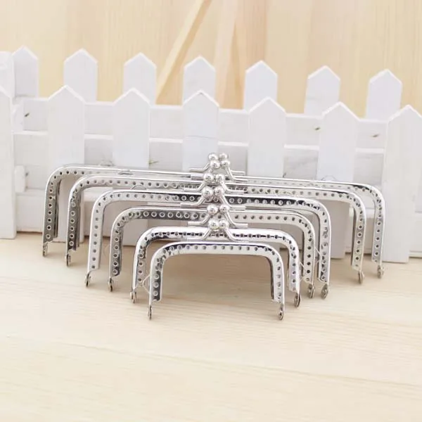 10 Pcs/Lot Square semicircle Glossy Silver Basic Metal Purse Frame Kiss Clasp Lock DIY Bag Accessories 6.5/8.5/10.5/12.5/15/18CM