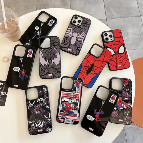 Bandai Cartoon Spider-Mans Phone Cases for IPhone 16 15 14 13 12 11 Pro Max 17 Pro Anti-fall Mirror Film Spiderman Back Cover