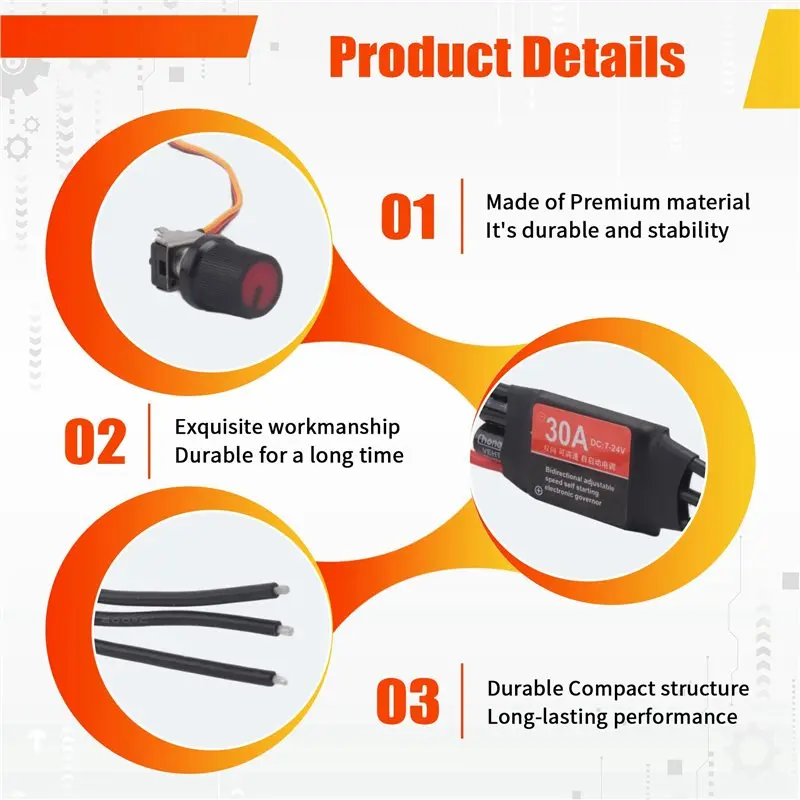 CYGJ-2X 2-6S 30A ESC Unidirectional Self Starting Brushless Electric Regulation Speed Controller For DIY Fan