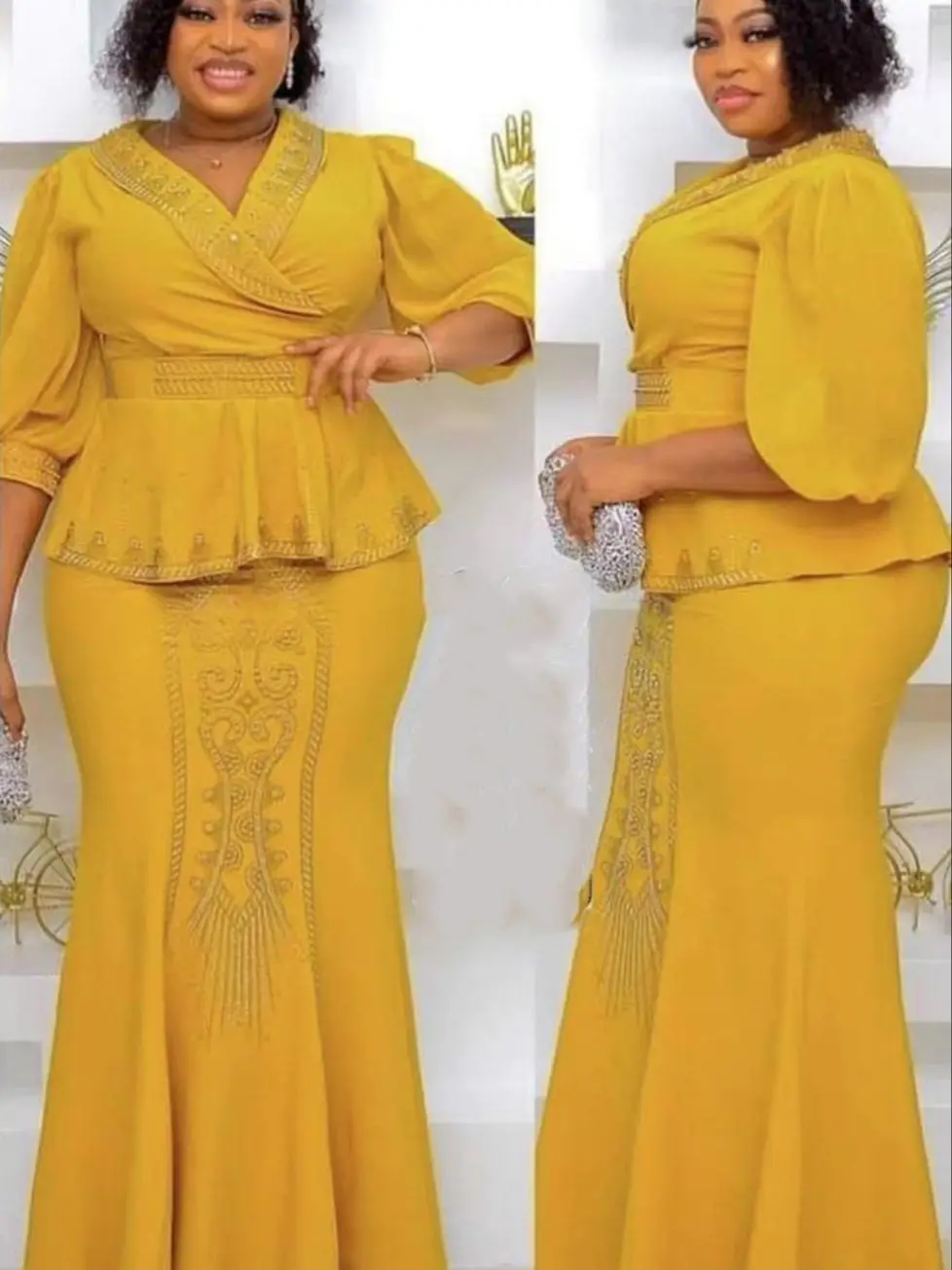 2 Pieces Set Plus Size Africa Clothes Dashiki African Skirts And Top for Women Ankara Wedding Party Gown Outfits 2026 New Robes