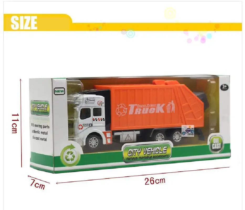 1:32 Simulation Garbage Truck Model toy cars Clean Car Sanitation Trash Alloy Model car toys for children gift