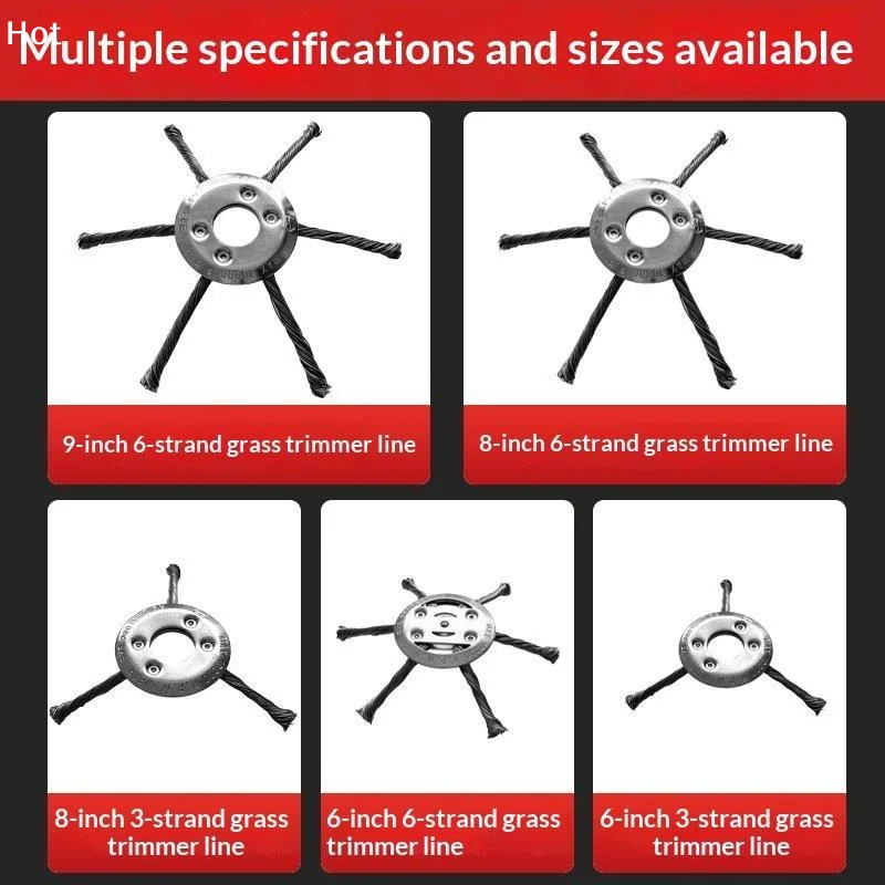 6/8/10 Inch Weed Brush Cutter Head Lawn Mower Universal Grass Trimmer Head Steel Wire Wheel Brush Disc Garden Trimmer Heads