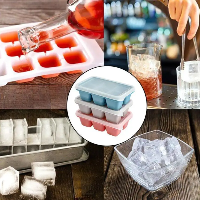 6 Square Mold Food-grade Ice Tray Mold DIY Ice Ball Hockey Skull compartment Mold Maker Tool Round Silicone Kitchen ice A1T3