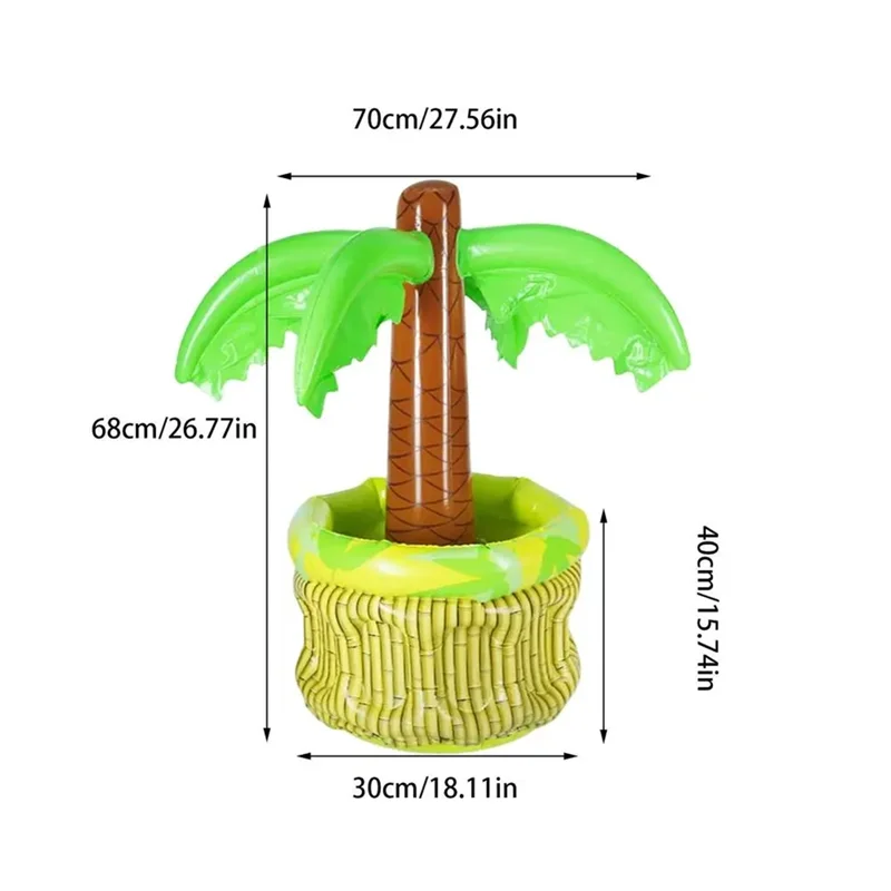 Dispositivo di raffreddamento gonfiabile per bevande Secchiello per il ghiaccio di grande capacità nel design di albero di cocco Dispositivo di raffreddamento gonfiabile per interni ed esterni Summer-Y44A