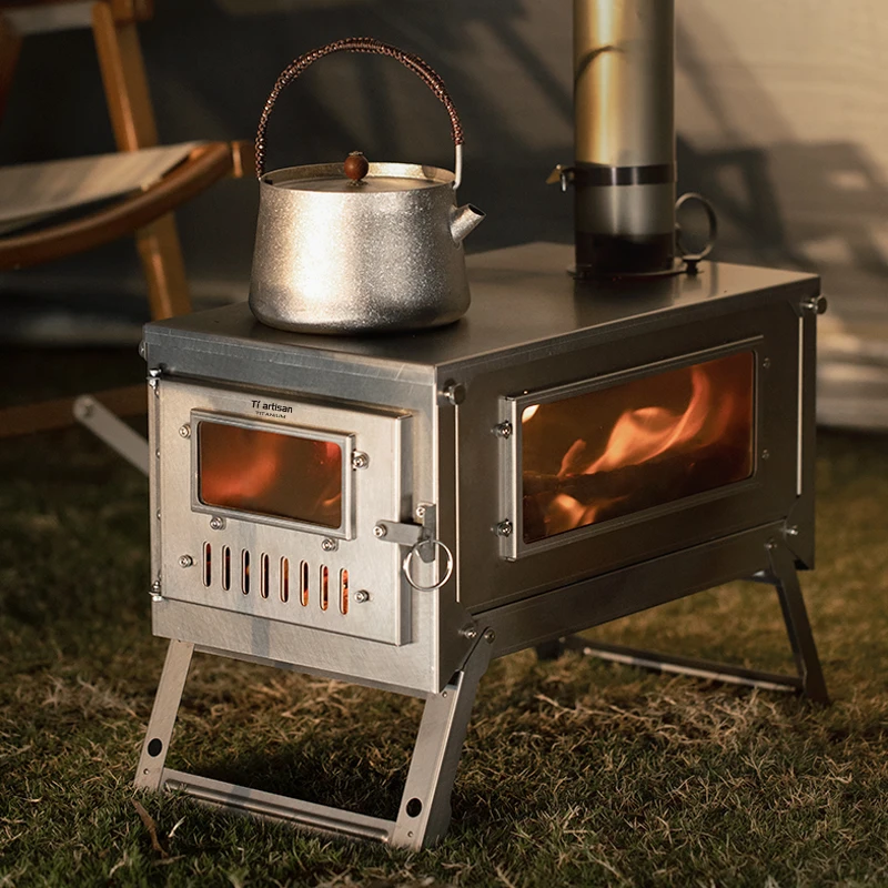 

Ultra-light folding firewood barbecue stove pure titanium stove winter outdoor heating mountaineering leisure tourism activities
