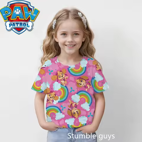 Paw Patrol Kids T-shirts Anime Cartoon Pokemoned Printing Short Sleeved Shirt Boys Summer Fashion Kids Sonic Goku Clothes