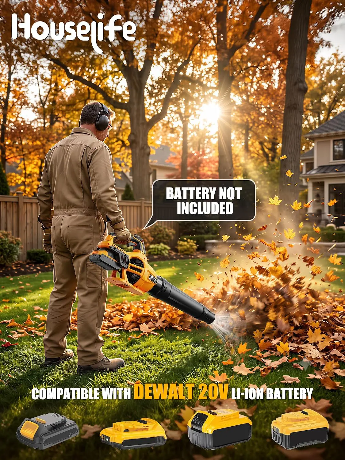 Cordless Leaf Blower, 800 CFM, Battery-Powered, Works with 20V Battery Packs