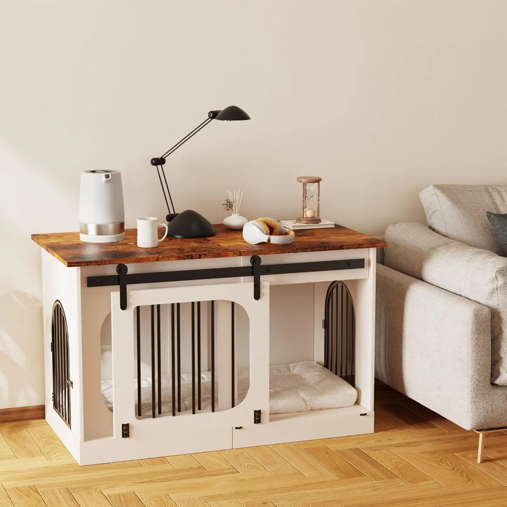 

XL Dog Crate Furniture,39.4 Inch Dog Kennel with Cushion Decorative Dog Crate Modern Three-Door Cage Furniture for Large