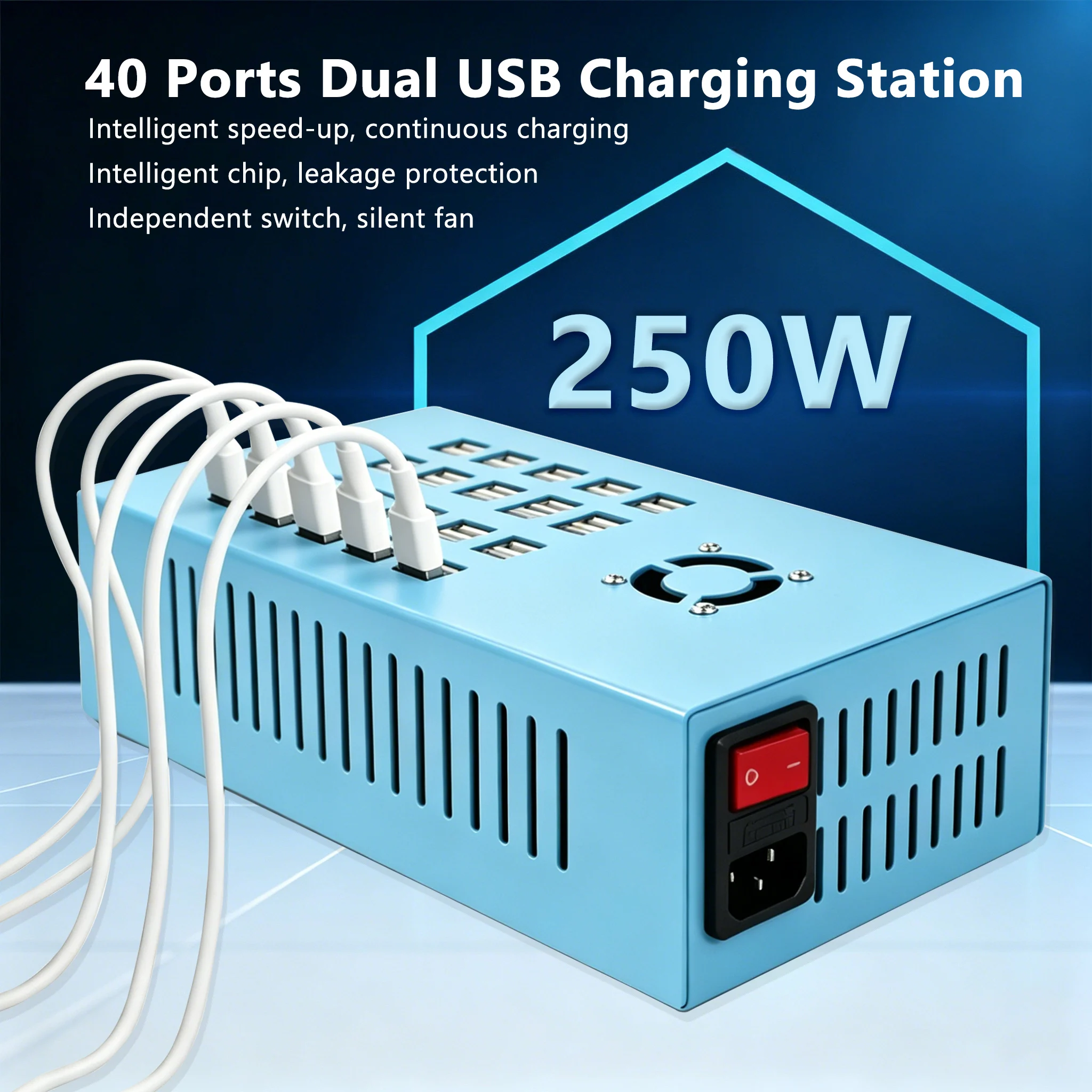 Power Bank New 40 Dual Port Desktop Charging Station Charger 350W for Mobile Phone Power Bank