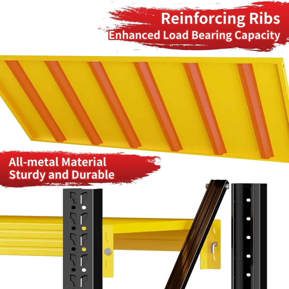 Rak Garasi 5000LBS 59" Lebar Rak Garasi Heavy Duty 4 Tingkat Rak Penyimpanan Logam Rak Penyimpanan Unit Rak yang Dapat Disesuaikan