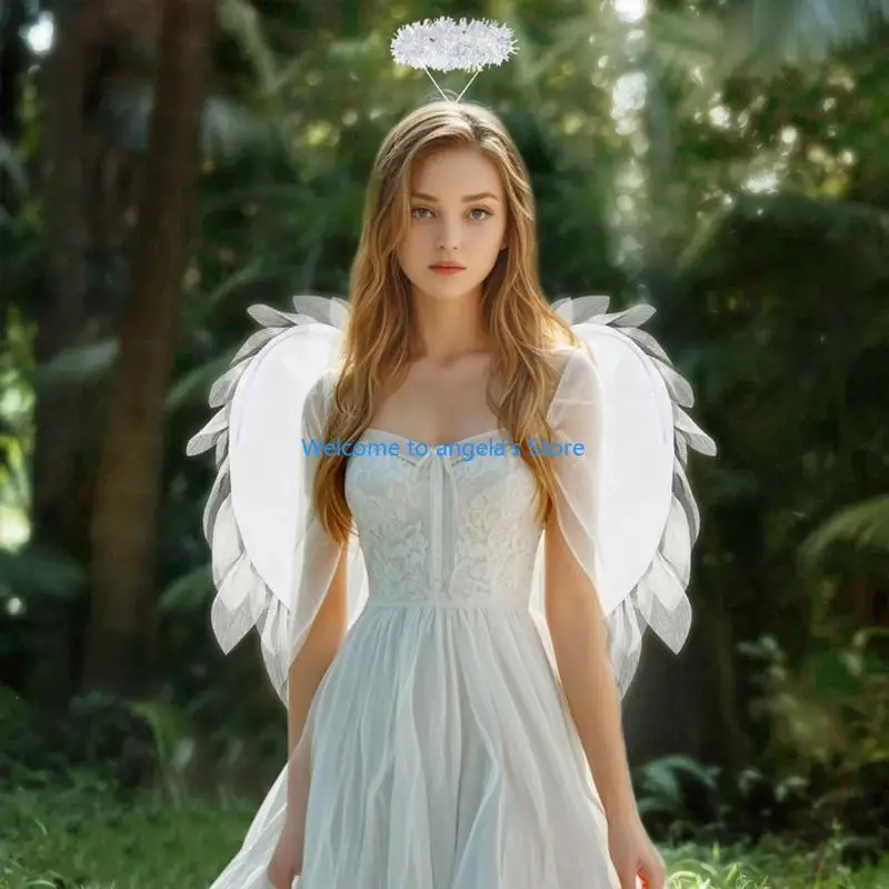 X4YC Flowing Organza Fairies Wing Secure Adjustable Back Straps For Halloween Parties Theater Performances