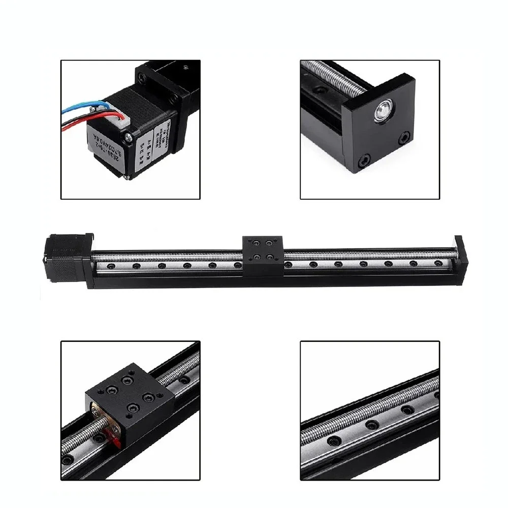 Cnc Gantry T-type Sliding Table Rail Linear 50-300mm Stroke Sliding Table NEMA11 Stepper Motor Kit Linear Guide XYZ Axis