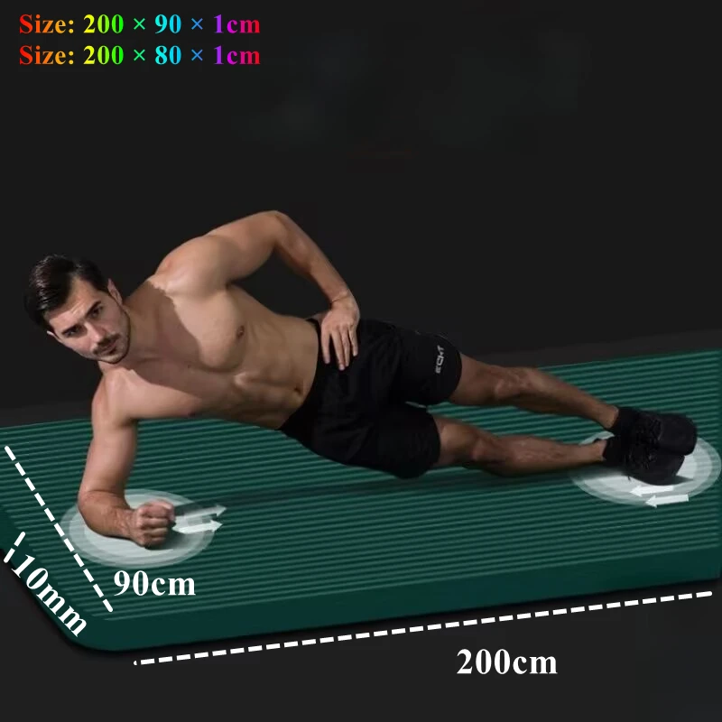 

Extra Large 200x80/90cm 10mm Thick Yoga Mat - High Density Pilates - Portable Home/Outdoor Workout Mat Non-slip Training Indoor