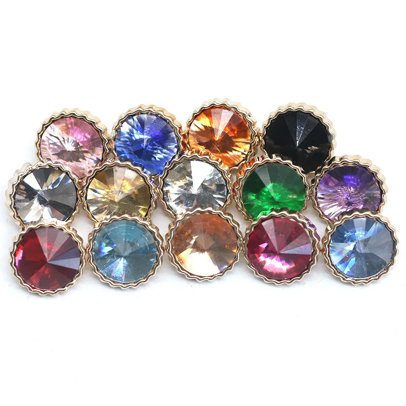 30Pcs/lot 12.5mm Stylish and Sparkling Acrylic Buttons with Crystal and Rhinestone Accents, Ideal for Fashionable Attire