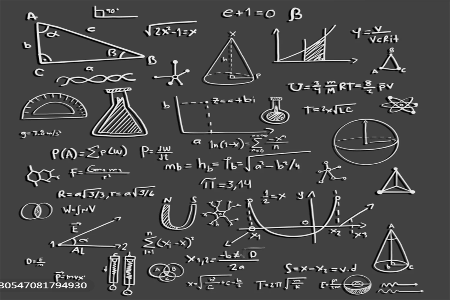 Customized Size Mural Blackboard Newspaper Chalk Drawing Wallpaper Tooling Mathematical Formulas Classroom Black and White mural
