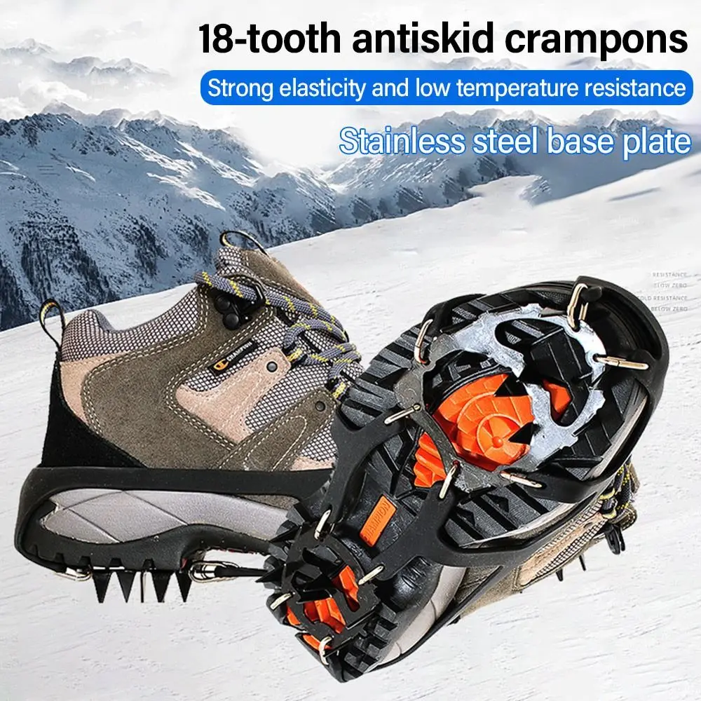 

1 Pair M/L 18Teeth Ice Snow Useful Overshoes Crampons Non-slip Spike Cleats Shoe Cover Climbing Anti-slip Shoe Accessories