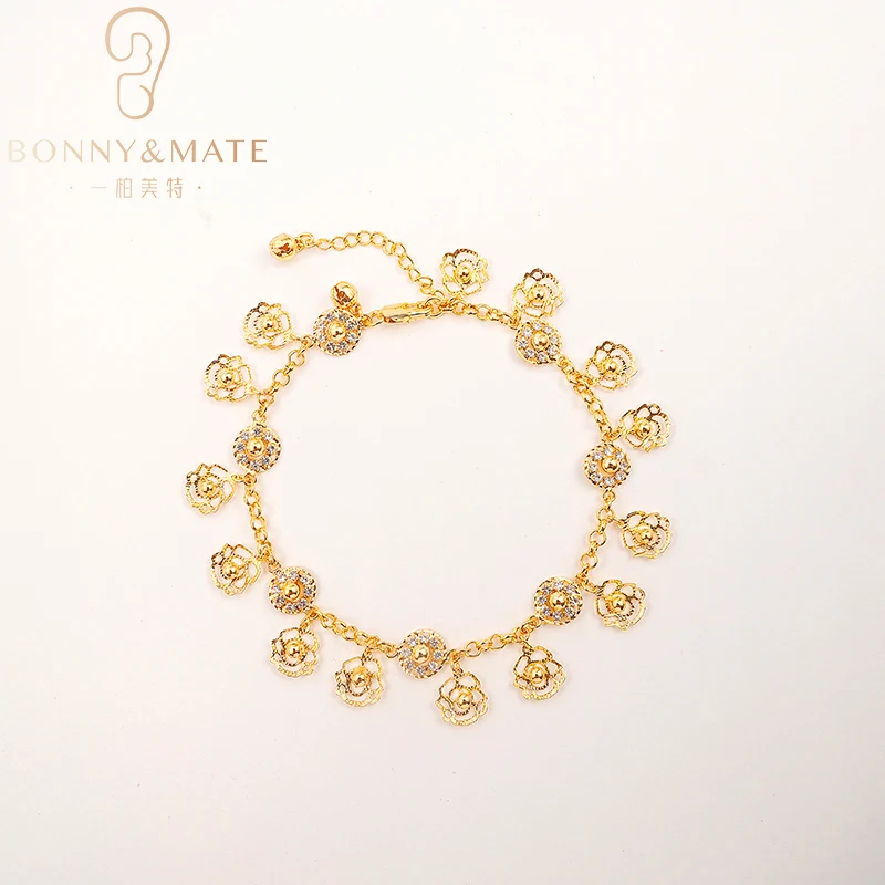 Hot sale woman anklet 18K gold plated zirconia designer irregular pendant anklet woman fashion jewelry