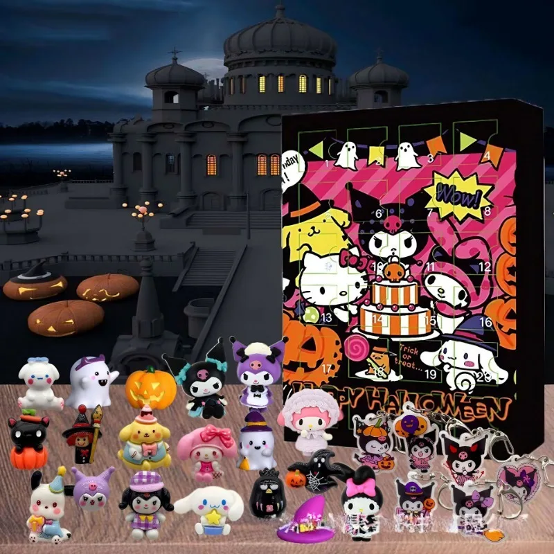 Sanrio Halloween Hello Kitty Kuromi my Melody Christmas Countdown Kalender Box Creatieve Kawaii Figuur Ornament Blind Box Gift