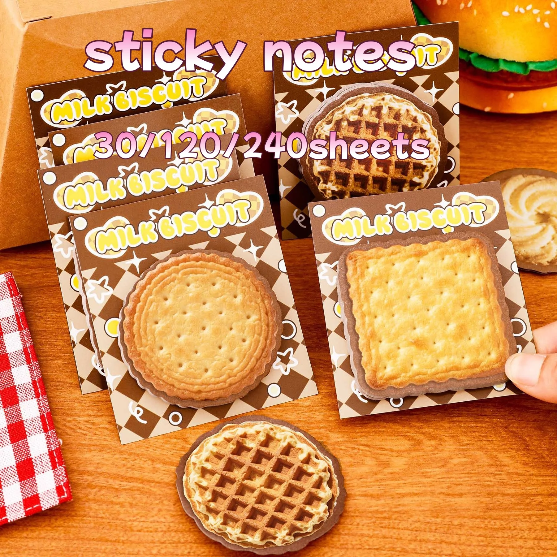 

Cookie Sticky Notes Creative Reusable Memo Pads for Students Cute School Supplies Classroom Reward Gifts Office Stationery