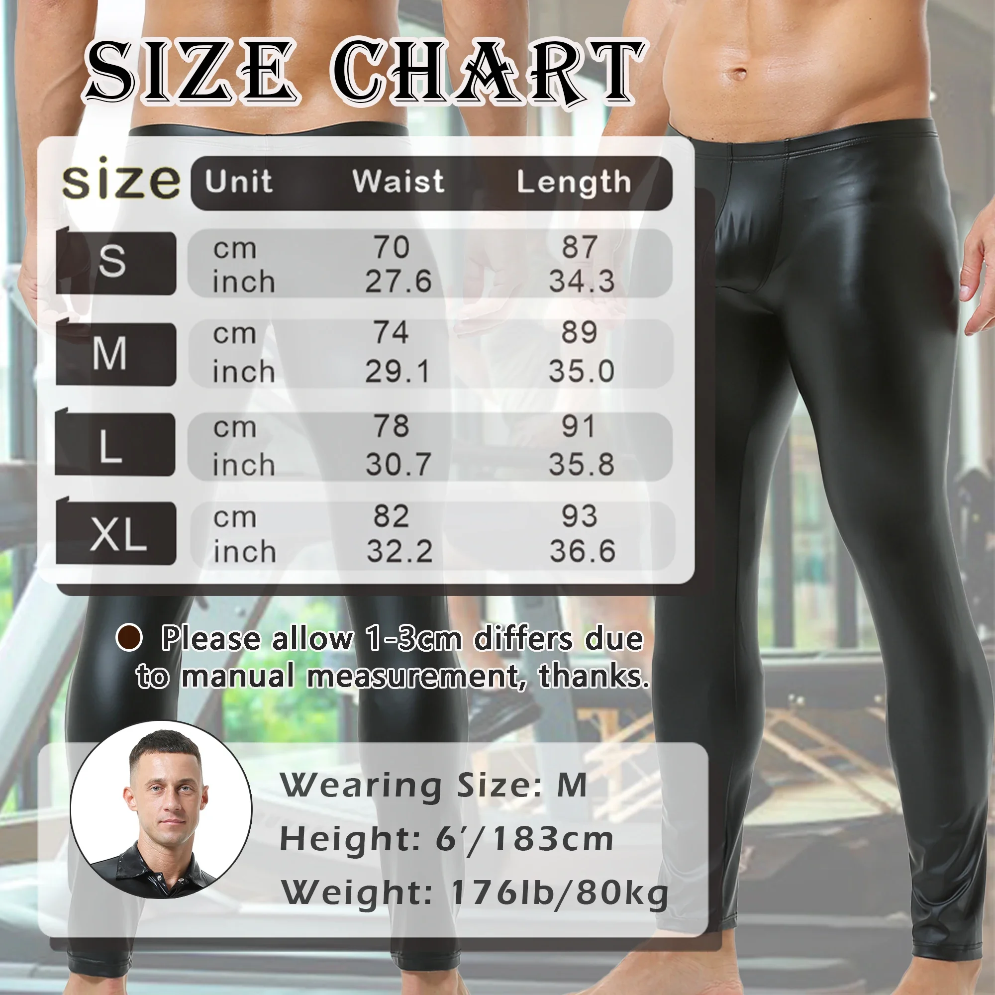 Sexy Club Wear Casual Leather Trousers for Men Slim Faux Leather Leggings Men's Skinny Tights Legging Pants Stage Show Costumes