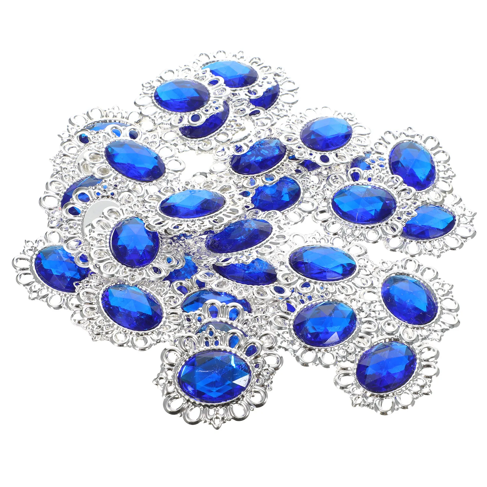 

60pcs Simulated Rhinestones Headgear Acrylic Metal Bottom Bracket Blue Drill Sewing Crafts Clothes Accessories DIY Gifts