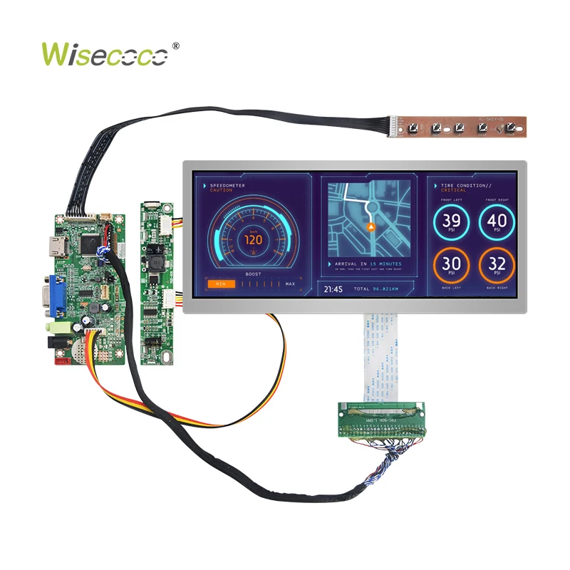 Wisecoco 10.3 Inch Stretched Bar Display 1920x720 Wide Temperature 850 Nits High Brightness IPS Bar-type LCD Display