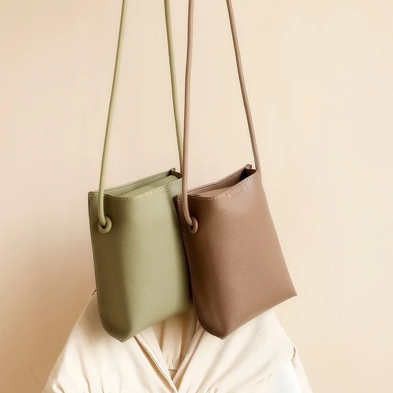 Korean Version Small Fresh Crossbody Bag Simple Casual Vertical Mobile Phone Bag Fashionable Forest Style Artistic Shoulder Bag