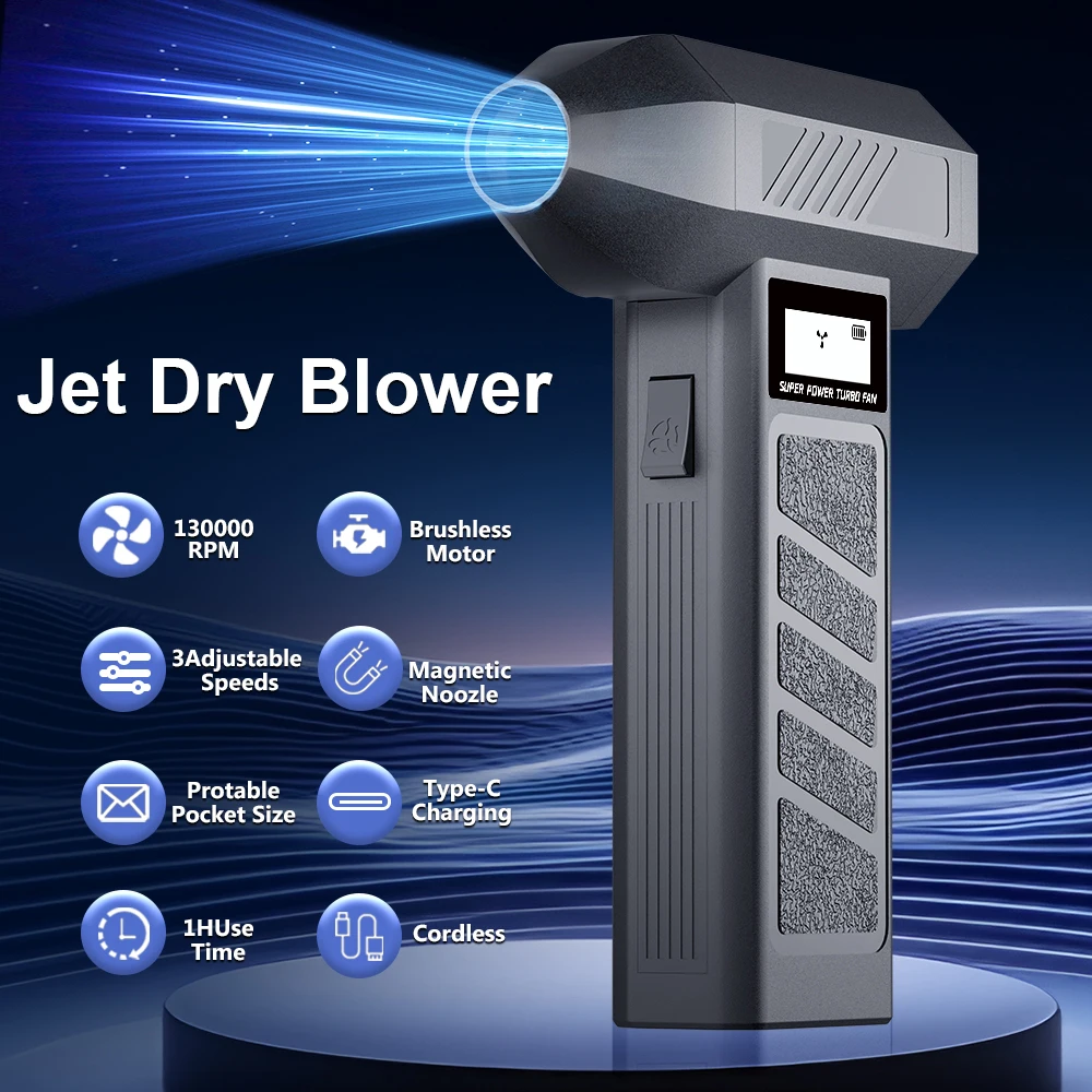 

Type C Charger Gears adjustable Portable Electric Air Duster Cleaning Blower Tool Car Accessories Car Blowing Snow Turbo Jet Fan
