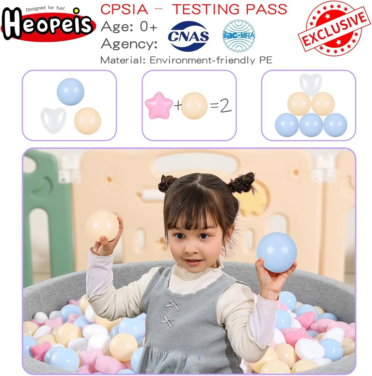 Palline a sfera 100 pezzi di colori caramelle, palline di plastica per i più piccoli Palline a prova di schiacciamento senza ftalati senza BPA in giocattoli da gioco riutilizzabili