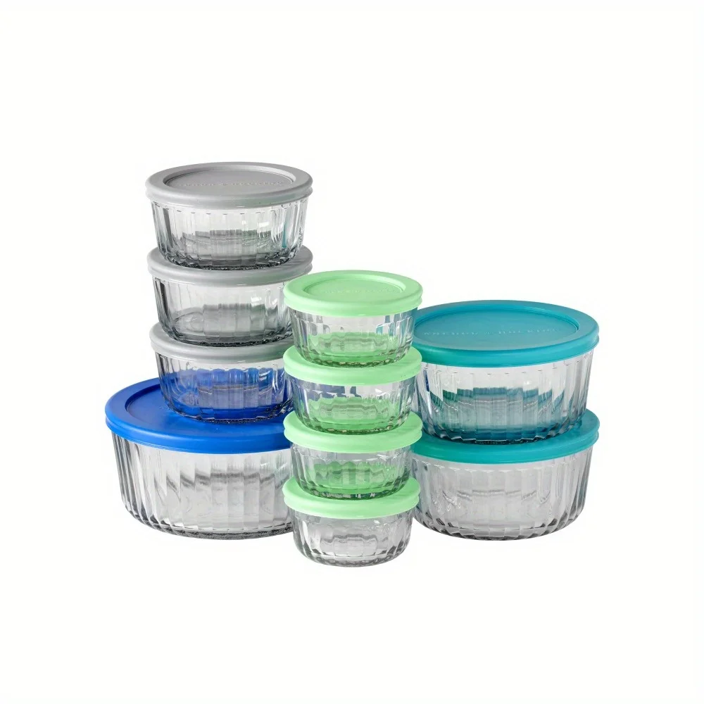 

Sculpted Glass Food Storage Containers with Lids, 20 Piece Set