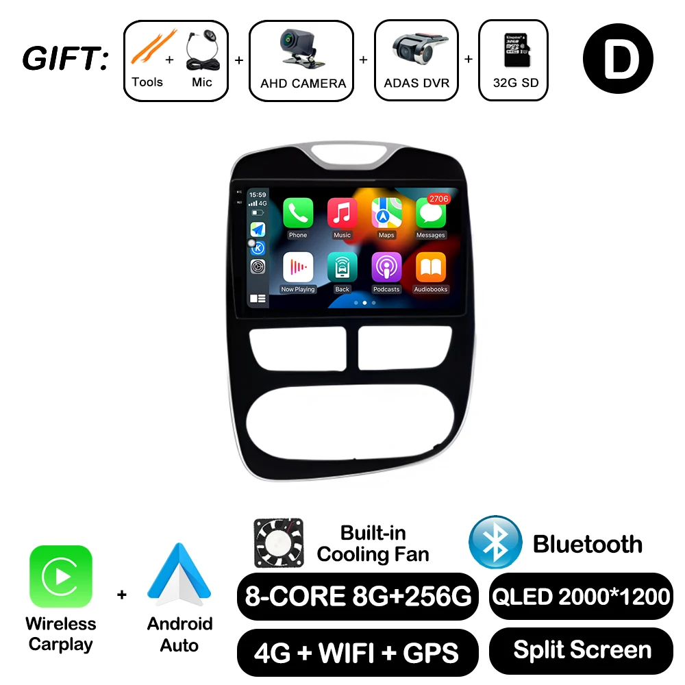 10 ''Voor Renault Clio 4 2012-2016 Carplay Autoradio Multimedia Video Player Android Auto 4G WIFI GPS navigatie DSP stereo BT