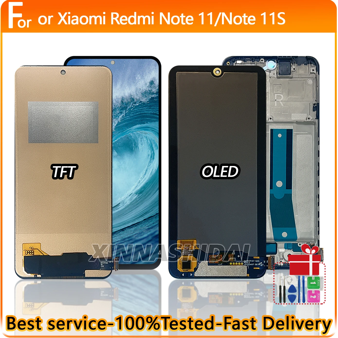 TFT OLED Display For Xiaomi Redmi Note 11 11S LCD Display Touch Screen Frame Battey Cover Housing 2201117TG 2201117SG