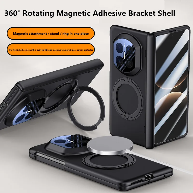 360 °   حافظة دوارة لهاتف هواوي ميت X7 MateX7 5G صديقة للبشرة غير لامعة مغناطيسية قابلة للطي غطاء حماية مع طبقة مقسى