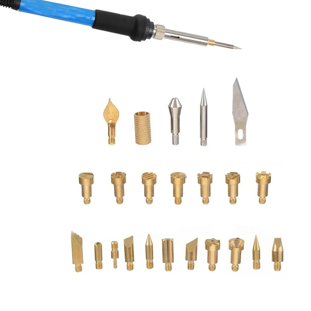 녹슬지 않는 전기 납땜 다리미 팁 헤드, 목재 연소 펜, 아트 가죽 조각, 오래 지속되는 사용, 23 개 세트