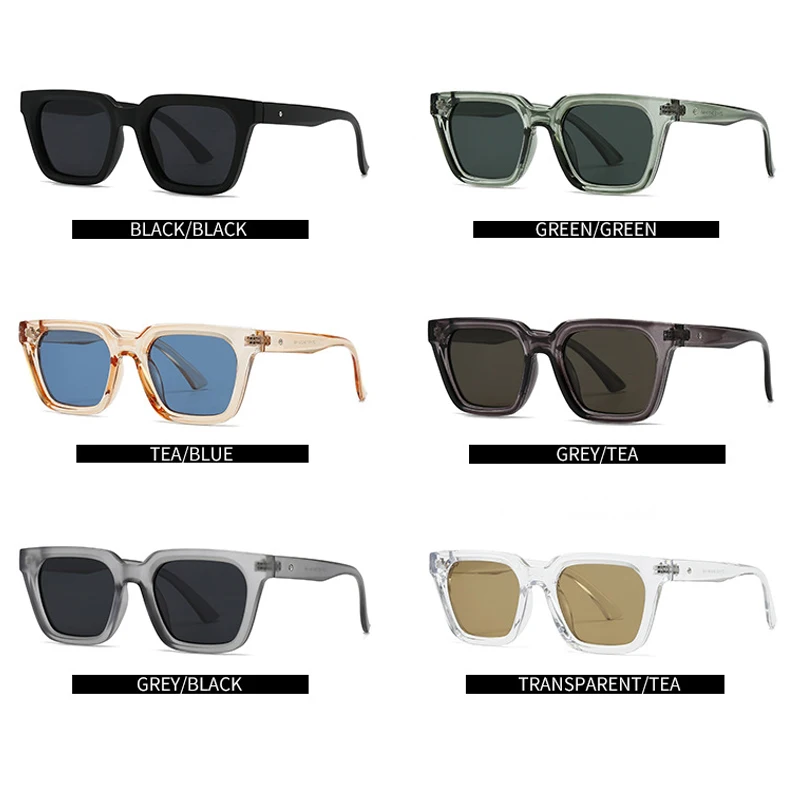 JNPCXI أزياء مربع النظارات الشمسية النساء ظلال UV400 ريترو الشاي الأزرق الرجال تتجه نظارات الشمس