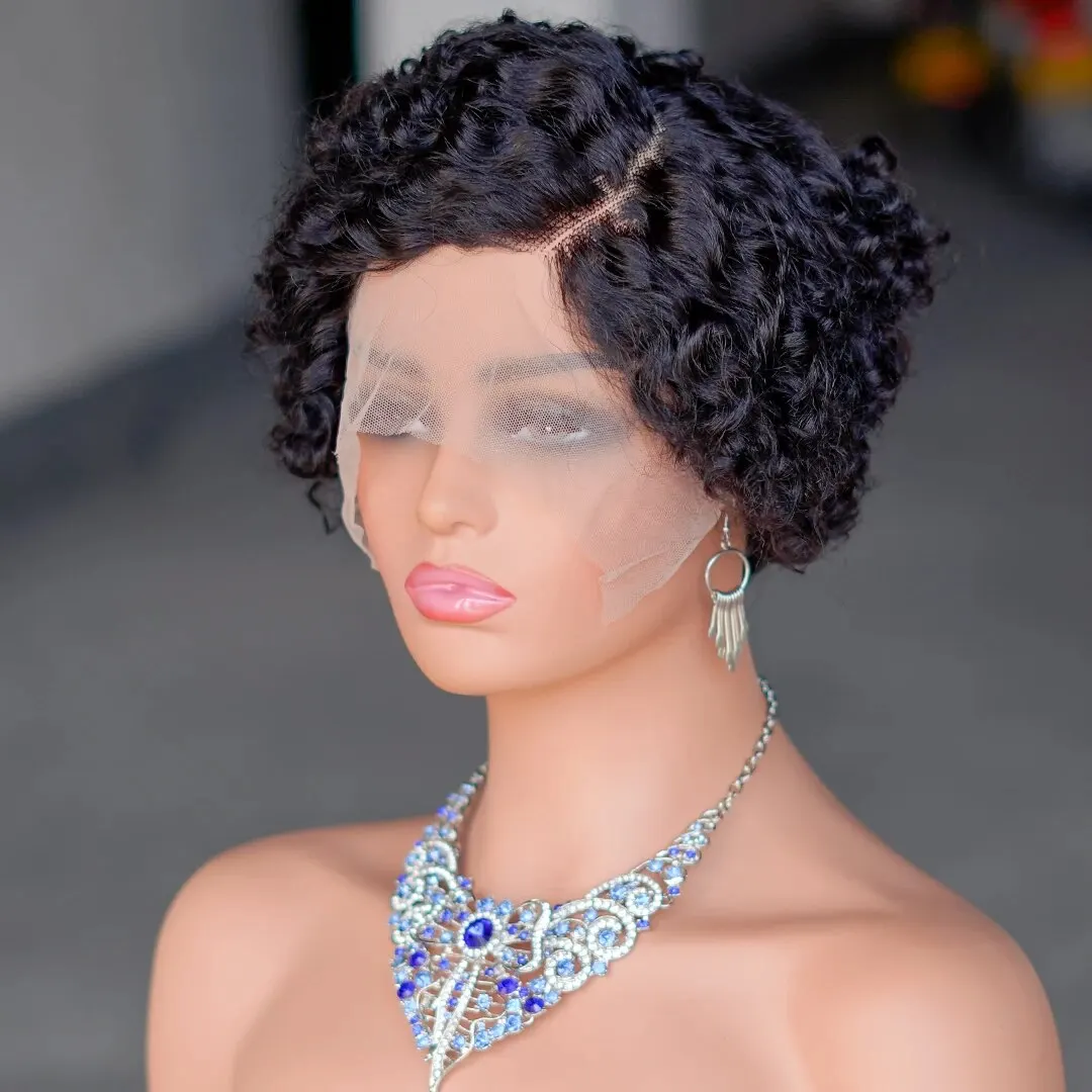 

Pixie Cut Short Curly Lace Front Wigs Short Curly Human Hair Wigs HD Lace Wigs Plucked Bleached Knots Wigs For Women Human Hair